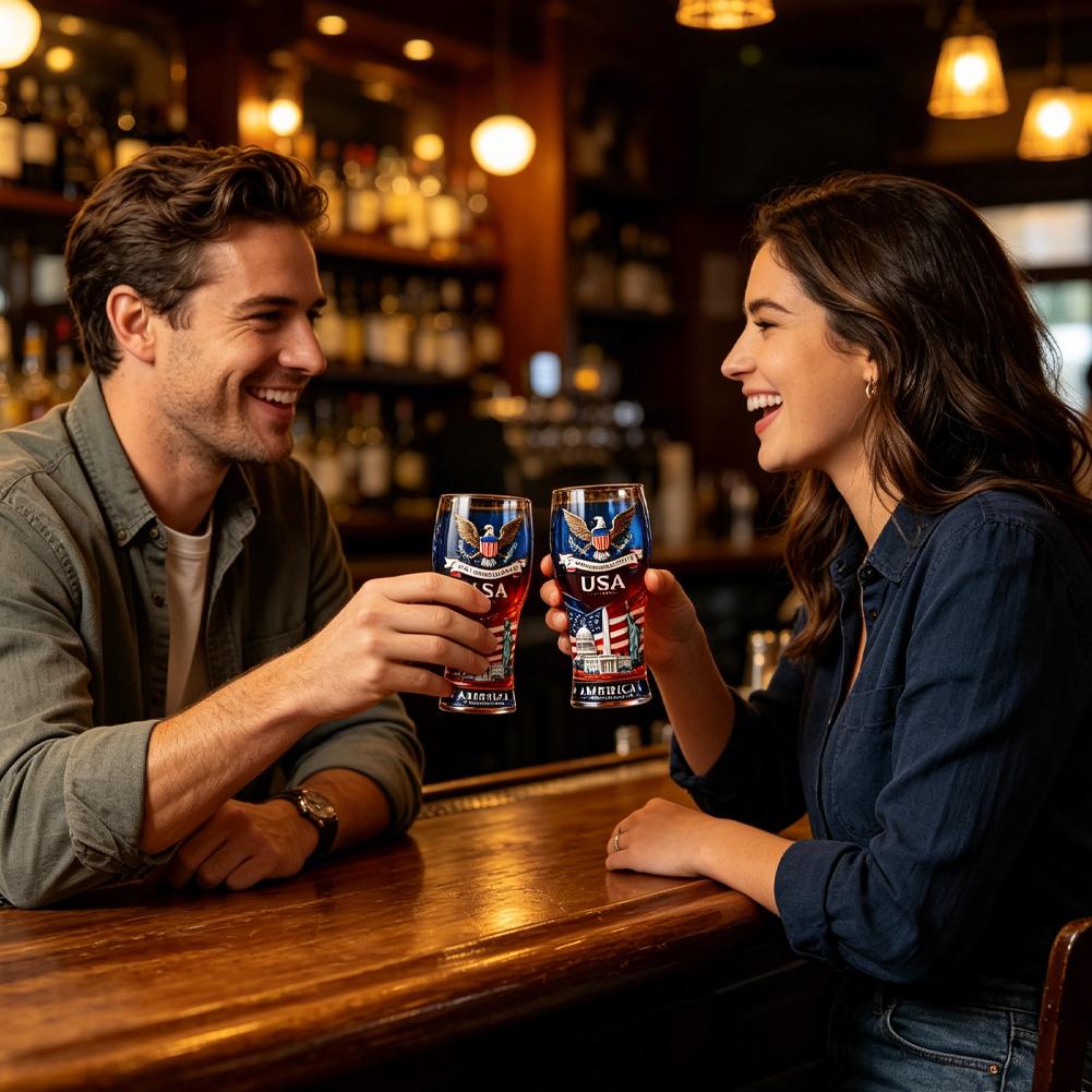 USA 250th Anniversary Beer Gla - Wine Beer Glass ulasan dan harga